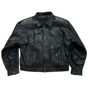Vintage Byrnes & Baker Men’s Genuine Black Leather Jacket Thinsulate Zip Snap- L